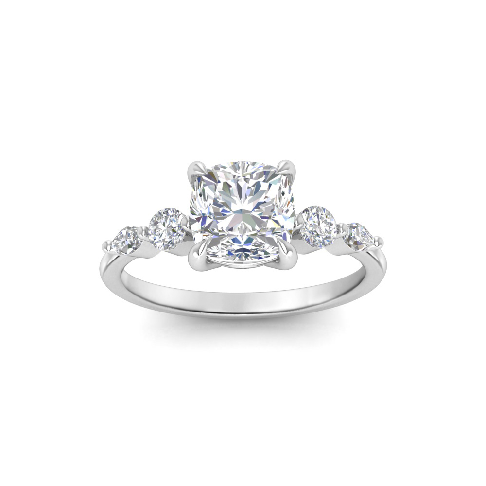 1.5 Ct Cushion Lab Diamond & 0.34 Ctw Diamond Tapered Engagement Ring