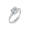 1.5 Ct Cushion Lab Diamond & 0.34 Ctw Diamond Tapered Engagement Ring