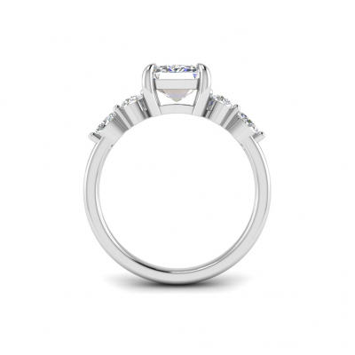 2 Ct Emerald Lab Diamond & 0.34 Ctw Diamond Tapered Engagement Ring
