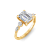 2.5 Ct Emerald Moissanite & 0.34 Ctw Diamond Tapered Engagement Ring