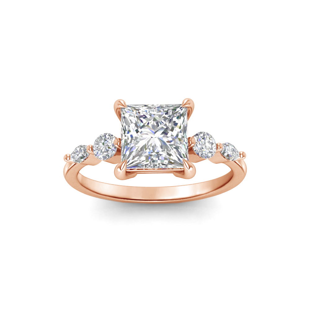 2.34 Ctw Princess CZ Tapered Engagement Ring