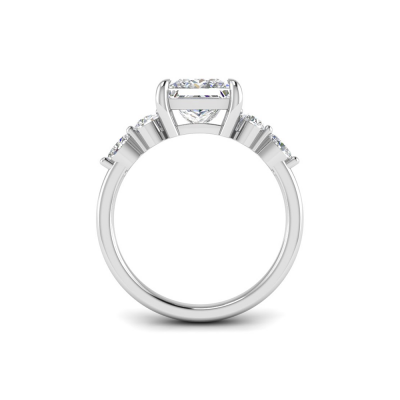 1.5 Ct Princess Lab Diamond & 0.34 Ctw Diamond Tapered Engagement Ring
