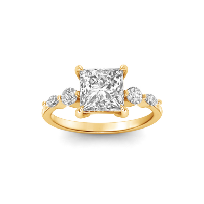 2 Ct Princess Lab Diamond & 0.34 Ctw Diamond Tapered Engagement Ring