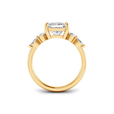 2 Ct Princess Lab Diamond & 0.34 Ctw Diamond Tapered Engagement Ring