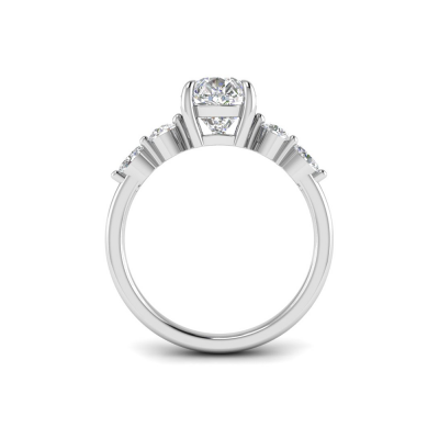 2 Ct Pear Lab Diamond & 0.34 Ctw Diamond Tapered Engagement Ring