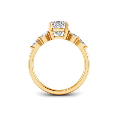 2 Ct Pear Lab Diamond & 0.34 Ctw Diamond Tapered Engagement Ring