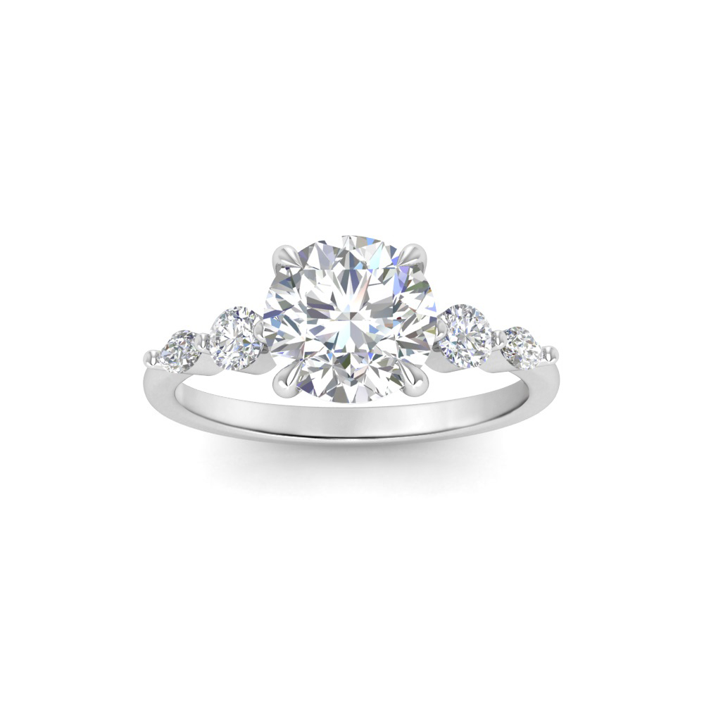 1 Ct Round Lab Diamond & .34 Ctw Diamond Tapered Engagement Ring