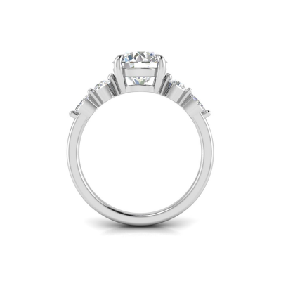 2 Ct Round Moissanite & 0.34 Ctw Diamond Tapered Engagement Ring
