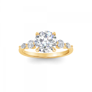 1.5 Ct Round Lab Diamond & 0.34 Ctw Diamond Tapered Engagement Ring