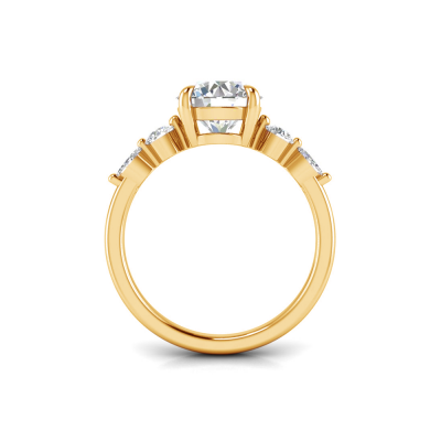 2 Ct Round Moissanite & 0.34 Ctw Diamond Tapered Engagement Ring