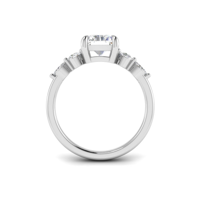 2 Ct Radiant Lab Diamond & 0.34 Ctw Diamond Tapered Engagement Ring