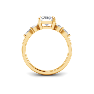 2 Ct Radiant Lab Diamond & 0.34 Ctw Diamond Tapered Engagement Ring