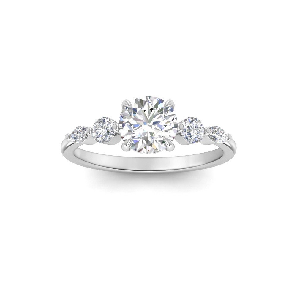 2 Ct Round Moissanite & .34 Ctw Diamond Tapered Engagement Ring