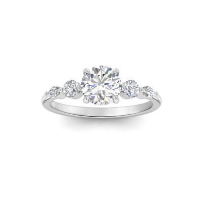 2 Ct Round Moissanite & .34 Ctw Diamond Tapered Engagement Ring