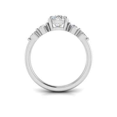 1 Ct Round Lab Diamond & .34 Ctw Diamond Tapered Engagement Ring