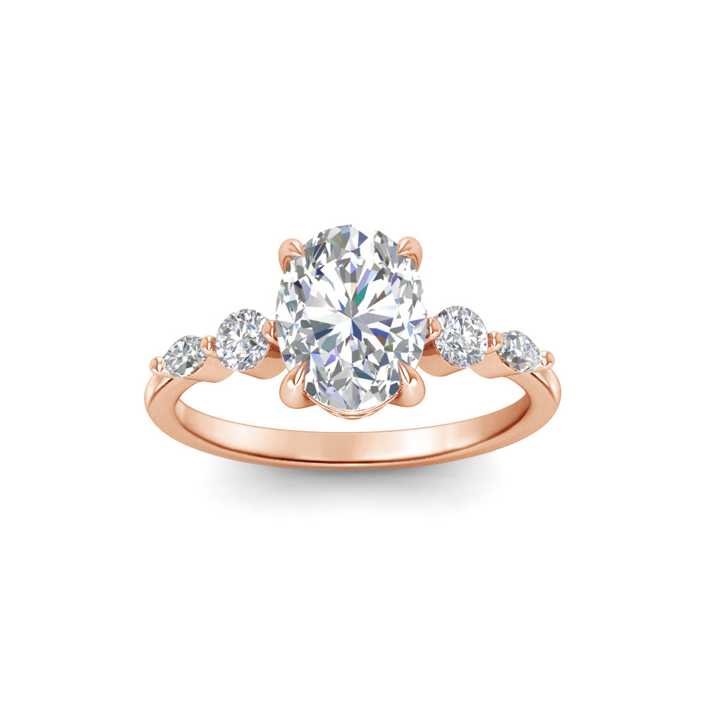 2 Ct Oval Lab Diamond & 0.34 Ctw Diamond Tapered Engagement Ring