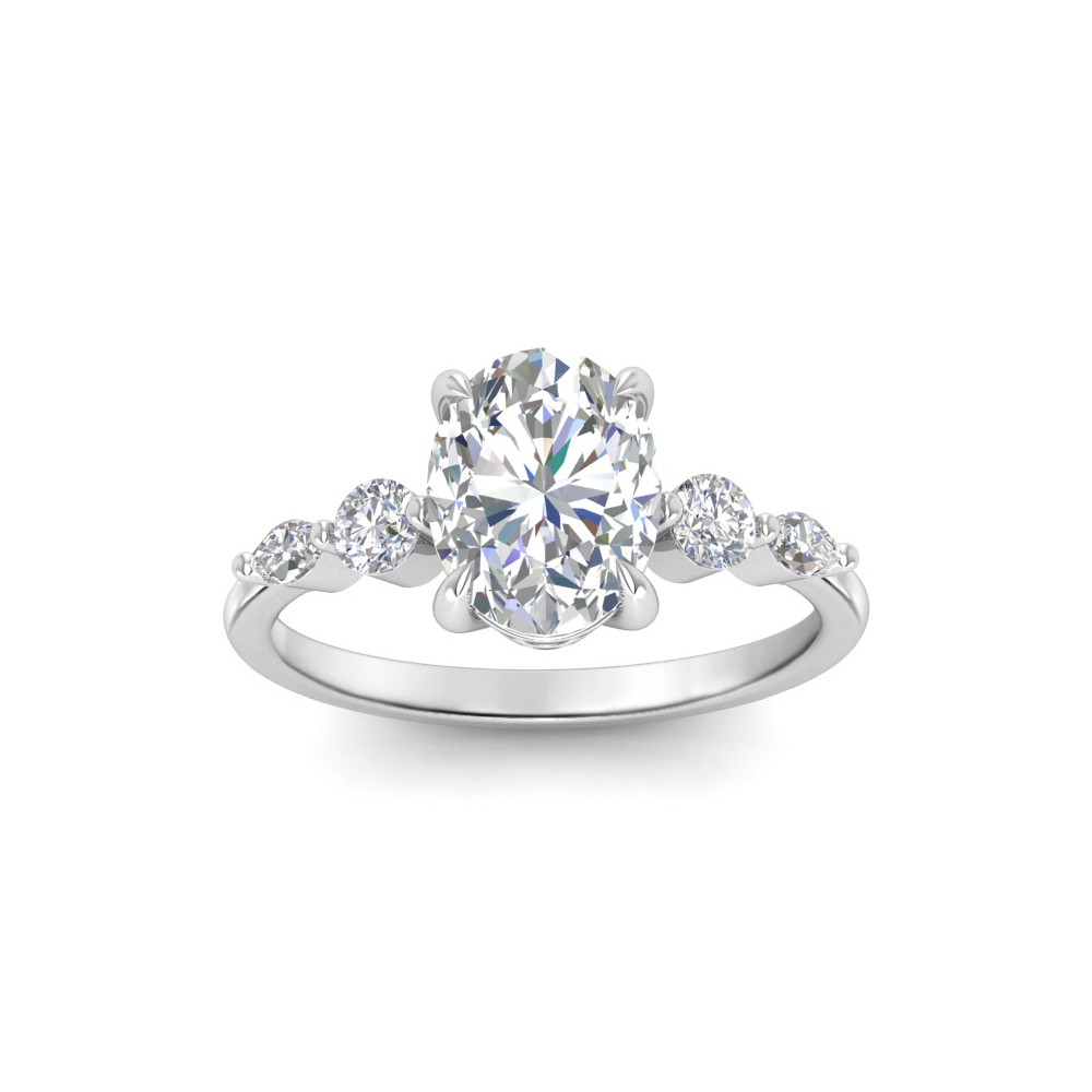 2 Ct Oval Lab Diamond & 0.34 Ctw Diamond Tapered Engagement Ring