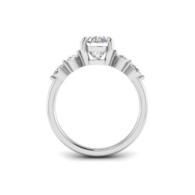 2 Ct Oval Lab Diamond & 0.34 Ctw Diamond Tapered Engagement Ring