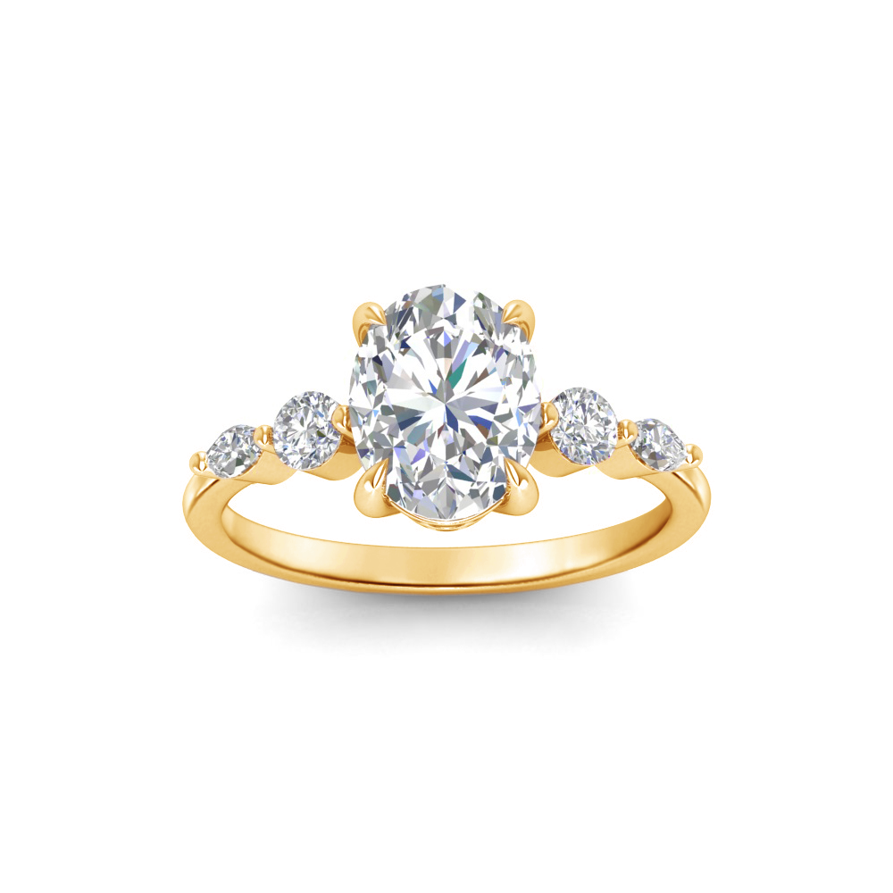 1.5 Ct Oval Lab Diamond & 0.34 Ctw Diamond Tapered Engagement Ring