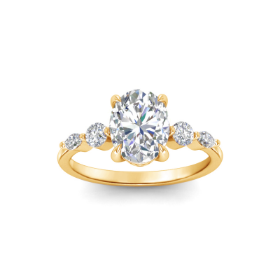 1.5 Ct Oval Lab Diamond & 0.34 Ctw Diamond Tapered Engagement Ring