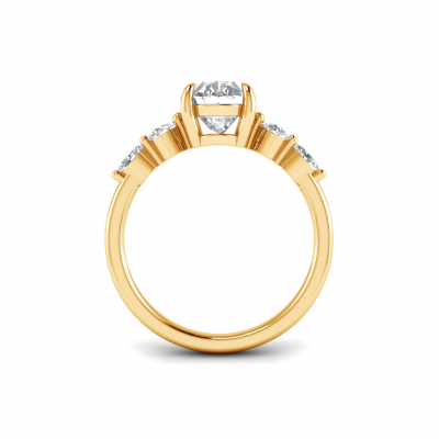 1.5 Ct Oval Lab Diamond & 0.34 Ctw Diamond Tapered Engagement Ring