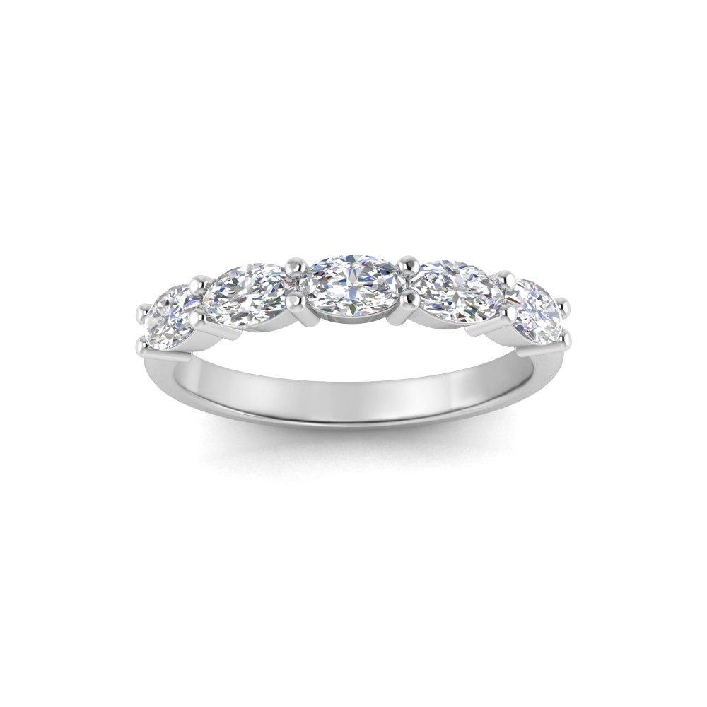 Five Stone Oval Moissanite Half Eternity Wedding Band