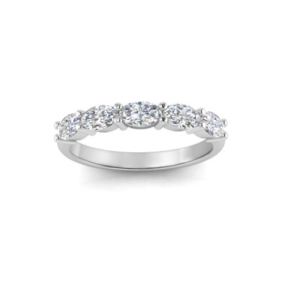 Five Stone Oval Moissanite Half Eternity Wedding Band