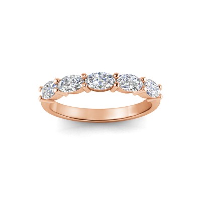 Five Stone Oval Lab Diamond Half Eternity Wedding Band