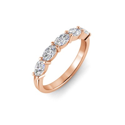 Five Stone Oval Lab Diamond Half Eternity Wedding Band