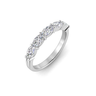Five Stone Oval CZ Half Eternity Wedding Band