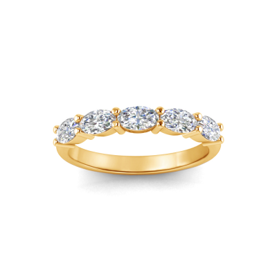 Five Stone Oval Moissanite Half Eternity Wedding Band