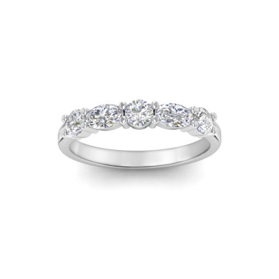Five Stone Round & Oval CZ Half Eternity Wedding Band