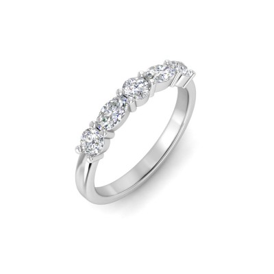 Five Stone Round & Oval CZ Half Eternity Wedding Band