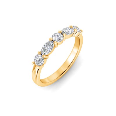 Five Stone Round & Oval Moissanite Half Eternity Wedding Band