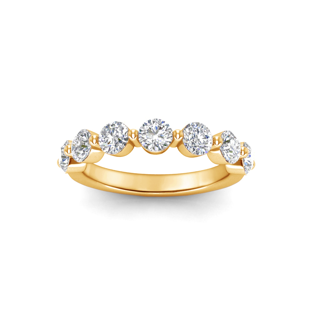 Seven Stone Round Lab Diamond Shared Prong Half Eternity Wedding Band