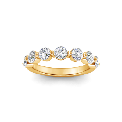 Seven Stone Round Lab Diamond Shared Prong Half Eternity Wedding Band
