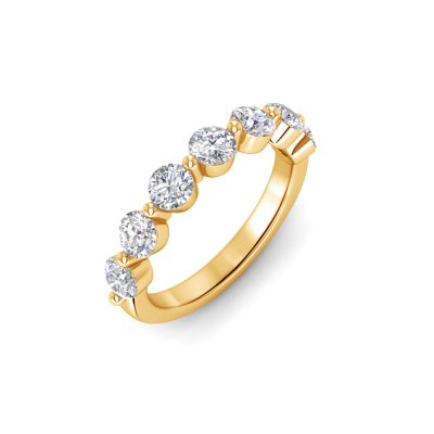 Seven Stone Round Lab Diamond Shared Prong Half Eternity Wedding Band