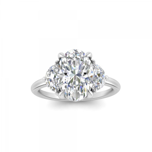 4.93 Ctw Oval Moissanite Half Moon Three Stone Ring