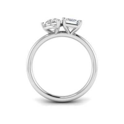 2 Ctw Pear & Emerald Moissanite Toi et Moi Two Stone Ring