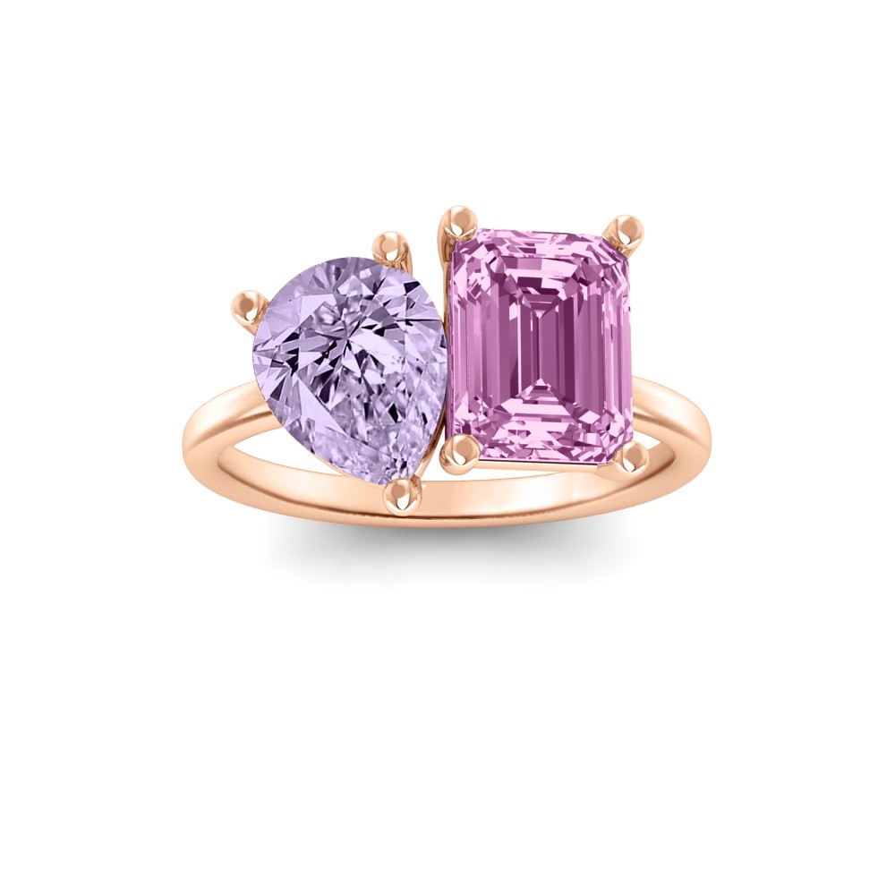 2 Ctw Pear & Emerald Birthstone Toi et Moi Two Stone Ring