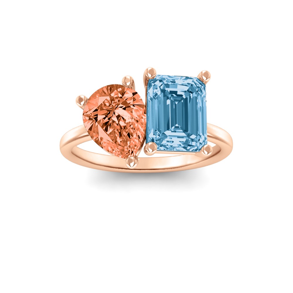 4 Ctw Pear & Emerald Birthstone Toi et Moi Two Stone Ring