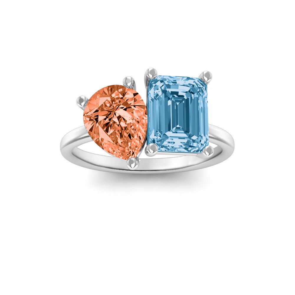 4 Ctw Pear & Emerald Birthstone Toi et Moi Two Stone Ring