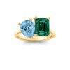 4 Ctw Pear & Emerald Birthstone Toi et Moi Two Stone Ring