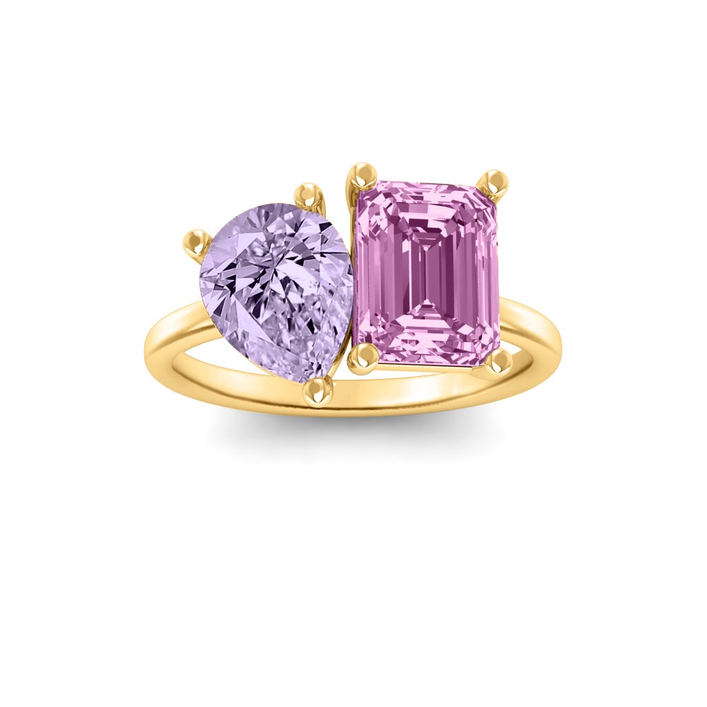 2 Ctw Pear & Emerald Birthstone Toi et Moi Two Stone Ring