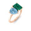 4 Ctw Pear & Emerald Birthstone Toi et Moi Two Stone Ring