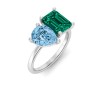 4 Ctw Pear & Emerald Birthstone Toi et Moi Two Stone Ring