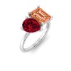 4 Ctw Pear & Emerald Birthstone Toi et Moi Two Stone Ring