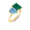 4 Ctw Pear & Emerald Birthstone Toi et Moi Two Stone Ring