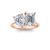 4 Ctw Pear & Emerald Moissanite Toi et Moi Two Stone Ring