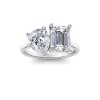 4 Ctw Pear & Emerald Moissanite Toi et Moi Two Stone Ring